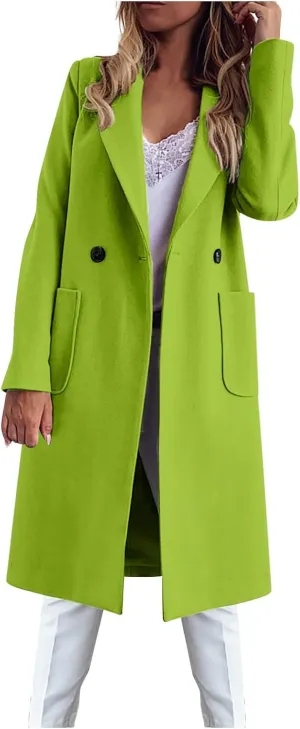 Women's Wool Coats Fashion Autumn And Winter Long-Sleeved Lapel Tweed Coat Windbreaker Jacket, M-3XL