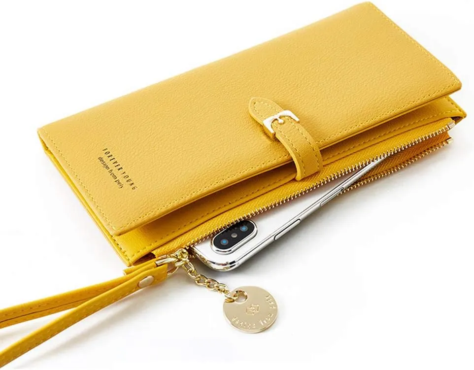 Women's Wristlet Wallet PU Leather Clutch Purse with Wrist Strap Hand Bag for Cell Phone Gift for Women Girls