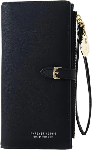 Women's Wristlet Wallet PU Leather Clutch Purse with Wrist Strap Hand Bag for Cell Phone Gift for Women Girls