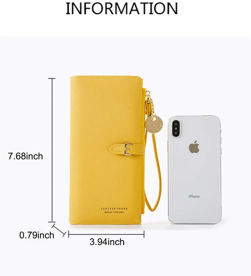 Women's Wristlet Wallet PU Leather Clutch Purse with Wrist Strap Hand Bag for Cell Phone Gift for Women Girls