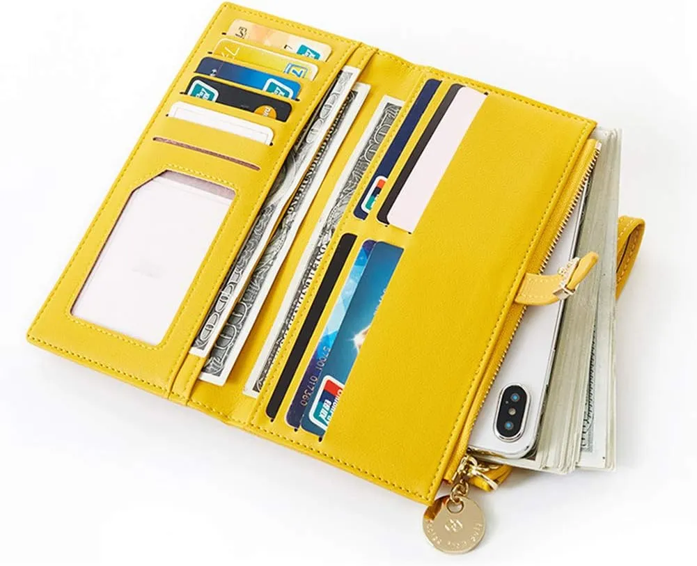 Women's Wristlet Wallet PU Leather Clutch Purse with Wrist Strap Hand Bag for Cell Phone Gift for Women Girls