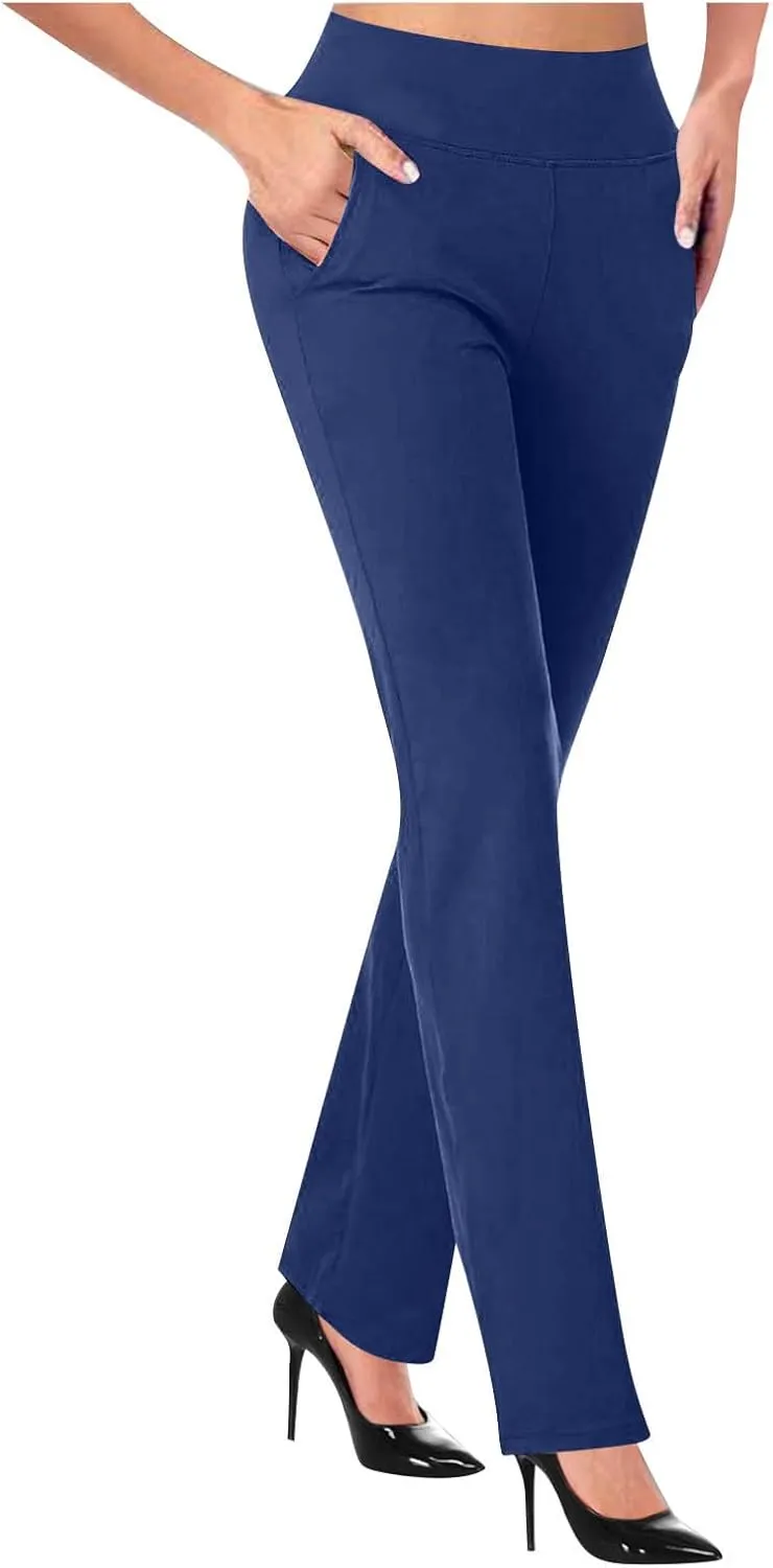 Work Pants for Women 2024 High Waisted Dress Pants Stretch Bootcut Yoga Pants Workout Slacks Business Casual Trouser