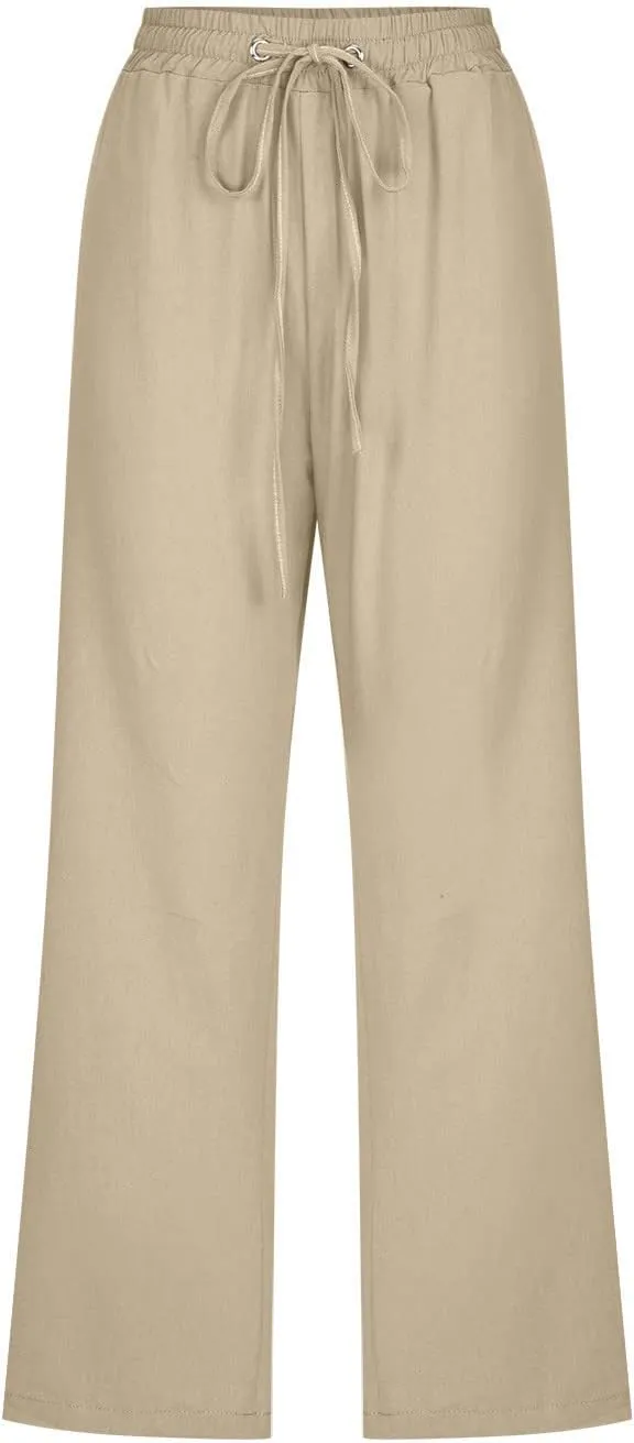 XUNRYAN Capris for Women Casual Summer 2023 Capri Leggings Lightweight High Waist Linen Cargo Pants Pockets Cropped Trousers