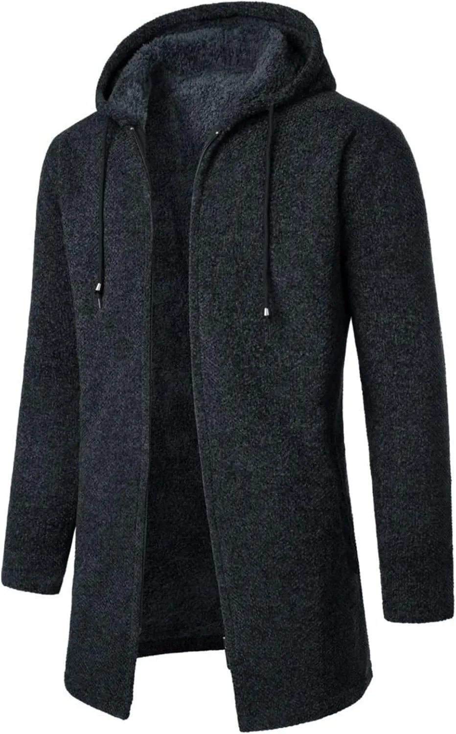 Ymosrh Men's Casual Coats Cardigan Sweaters Jacket Full Zip Fleece Lined Winter Warm Hoodie Coat Long Jackets, L-4XL