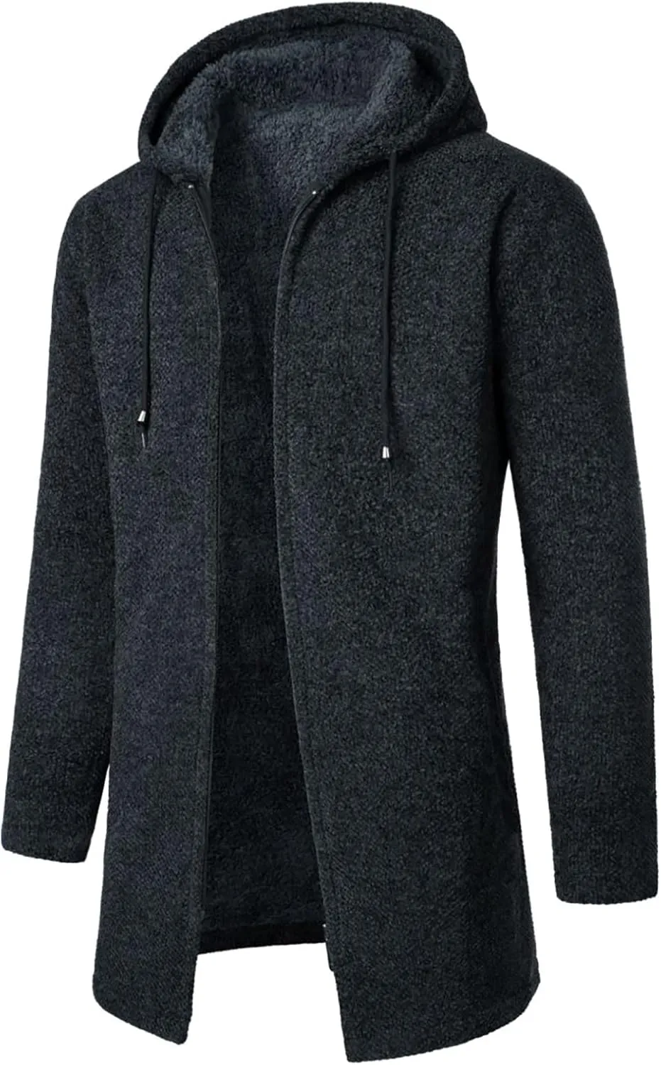 Ymosrh Men's Casual Coats Cardigan Sweaters Jacket Full Zip Fleece Lined Winter Warm Hoodie Coat Long Jackets, L-4XL