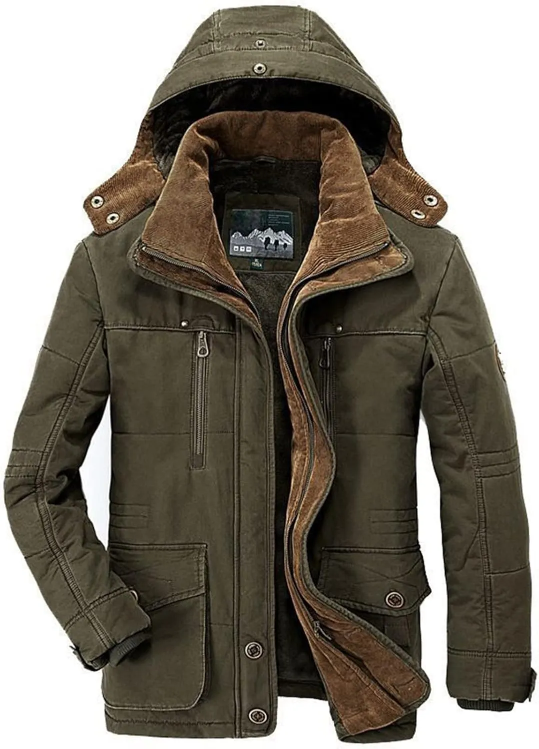 Ymosrh Men's Hiking Coat Winter Water Resistant Ski Snow Jacket Warm Fleece Raincoats with Pockets Work Coats, XXL-6XL