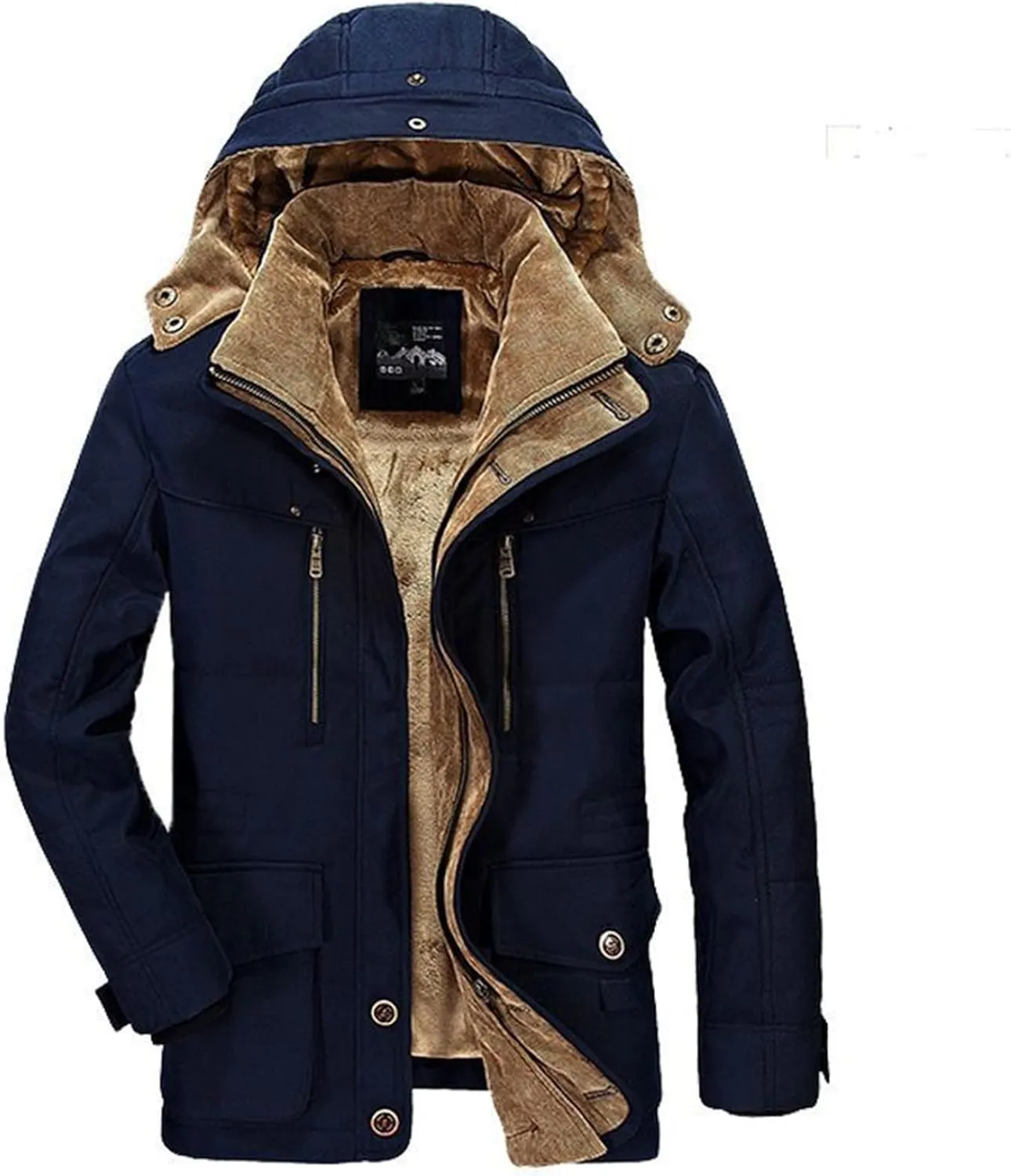 Ymosrh Men's Hiking Coat Winter Water Resistant Ski Snow Jacket Warm Fleece Raincoats with Pockets Work Coats, XXL-6XL