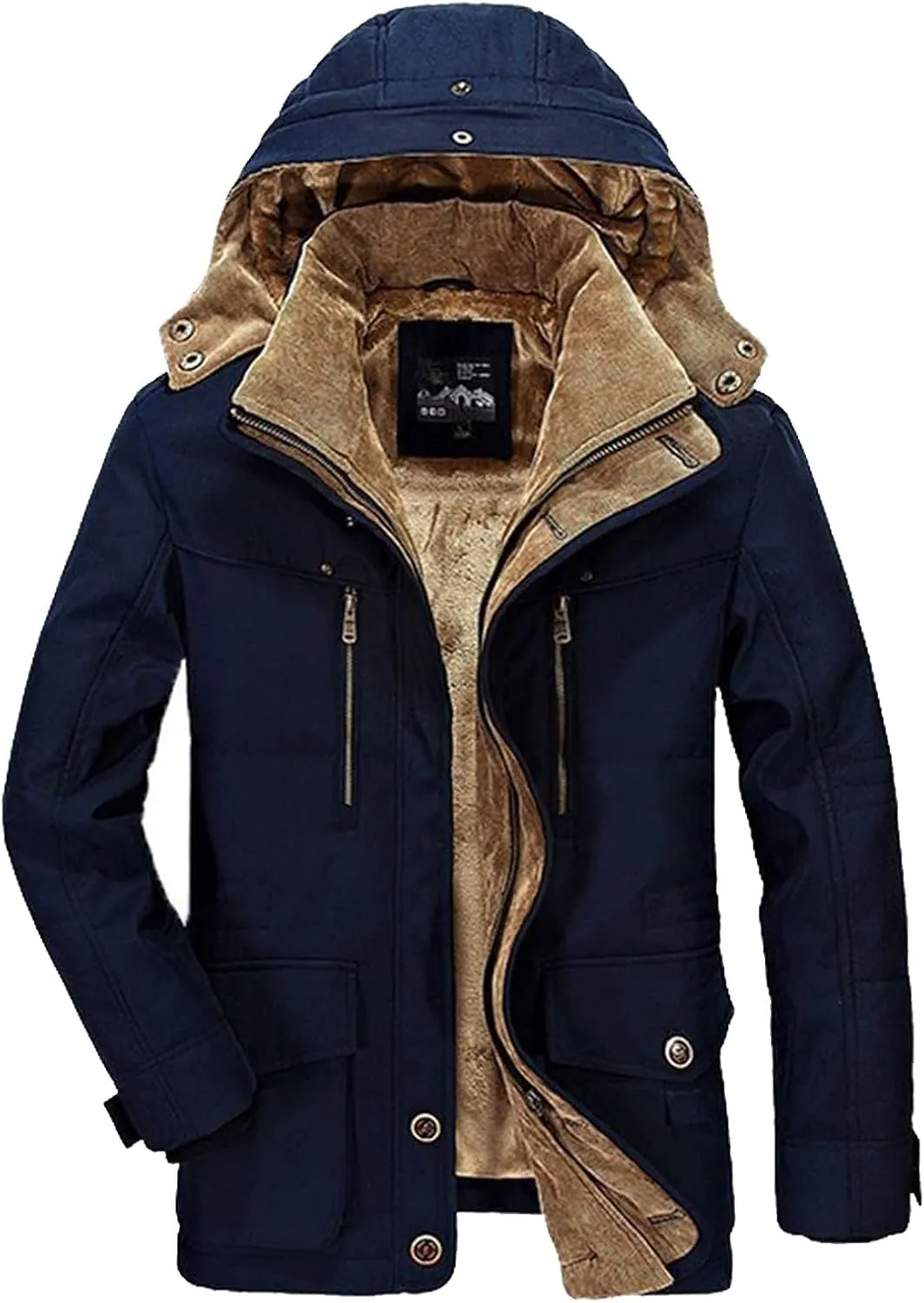 Ymosrh Men's Hiking Coat Winter Water Resistant Ski Snow Jacket Warm Fleece Raincoats with Pockets Work Coats, XXL-6XL