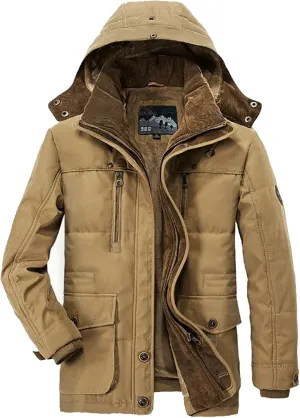 Ymosrh Men's Hiking Coat Winter Water Resistant Ski Snow Jacket Warm Fleece Raincoats with Pockets Work Coats, XXL-6XL