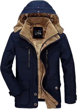 Ymosrh Men's Hiking Coat Winter Water Resistant Ski Snow Jacket Warm Fleece Raincoats with Pockets Work Coats, XXL-6XL