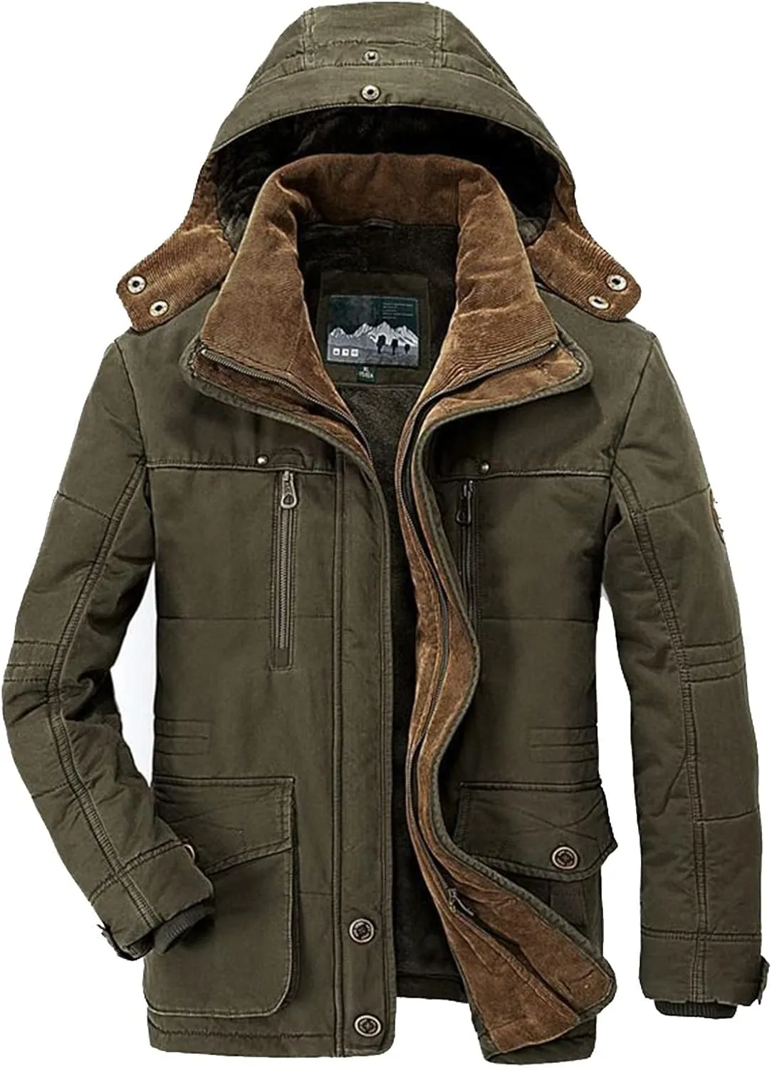 Ymosrh Men's Hiking Coat Winter Water Resistant Ski Snow Jacket Warm Fleece Raincoats with Pockets Work Coats, XXL-6XL