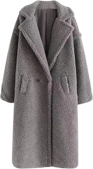 YRAETENM Winter Jackets for Women Fuzzy Fleece Lapel Shearling Trench Coats Casual Warm Long Overcoat Outwear with Pockets