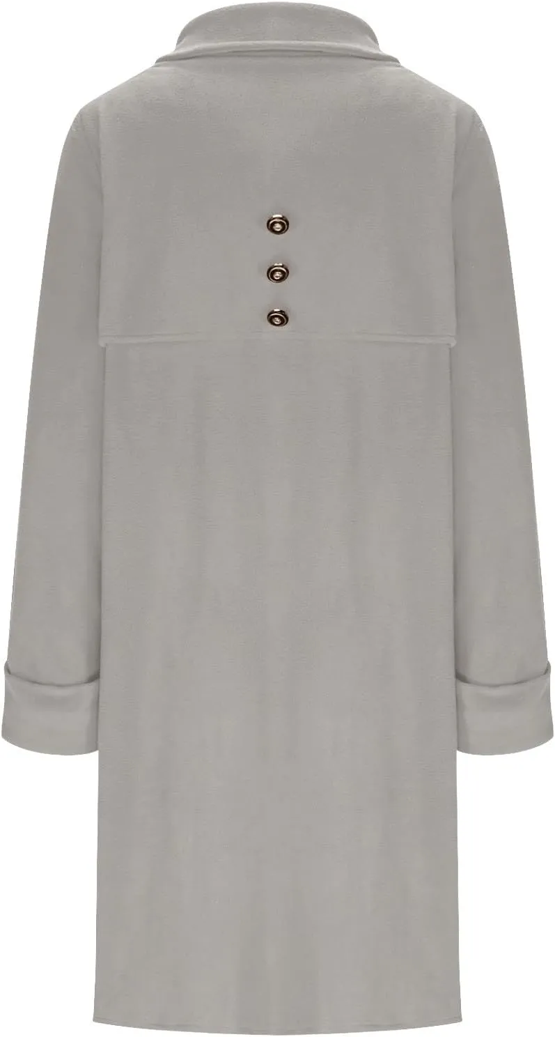 YRAETENM Womens Wool Coat Fall Winter Double Breasted Trench Coat Casual Woolen Blazer Jackets Business Mid Length Pea Coats