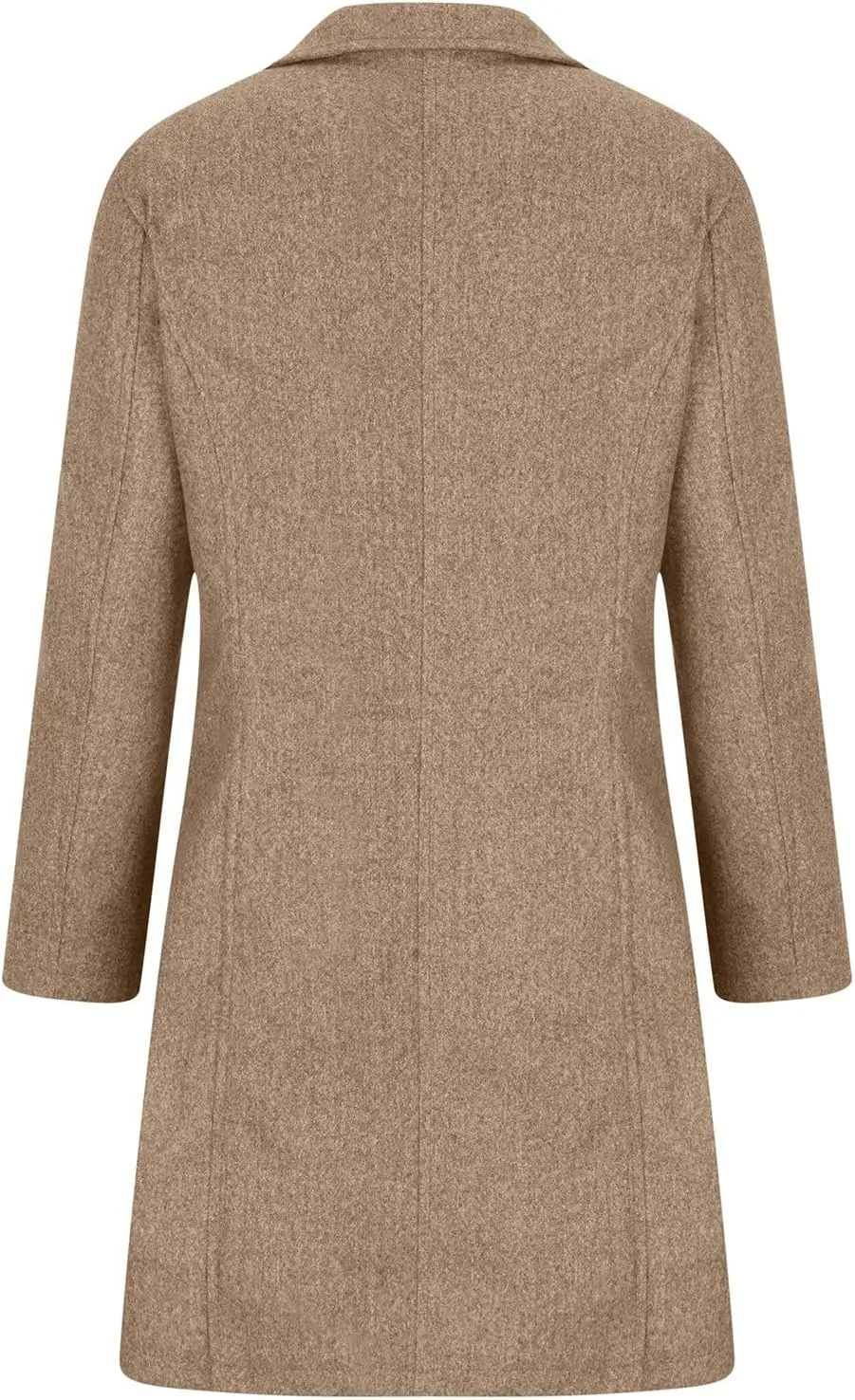 YRAETENM Wool Coats for Women Casual Thicken Stand Collar Single Breasted Pea Coat Fall Winter Mid-Length Overcoat Outerwear
