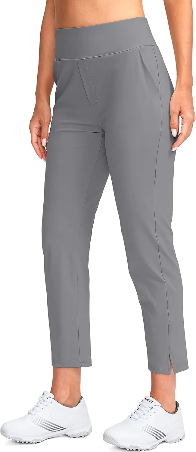 YYV Women's Golf Pants Stretch Work Ankle Pants High Waist Dress Pants with Pockets for Yoga Business Travel Casual