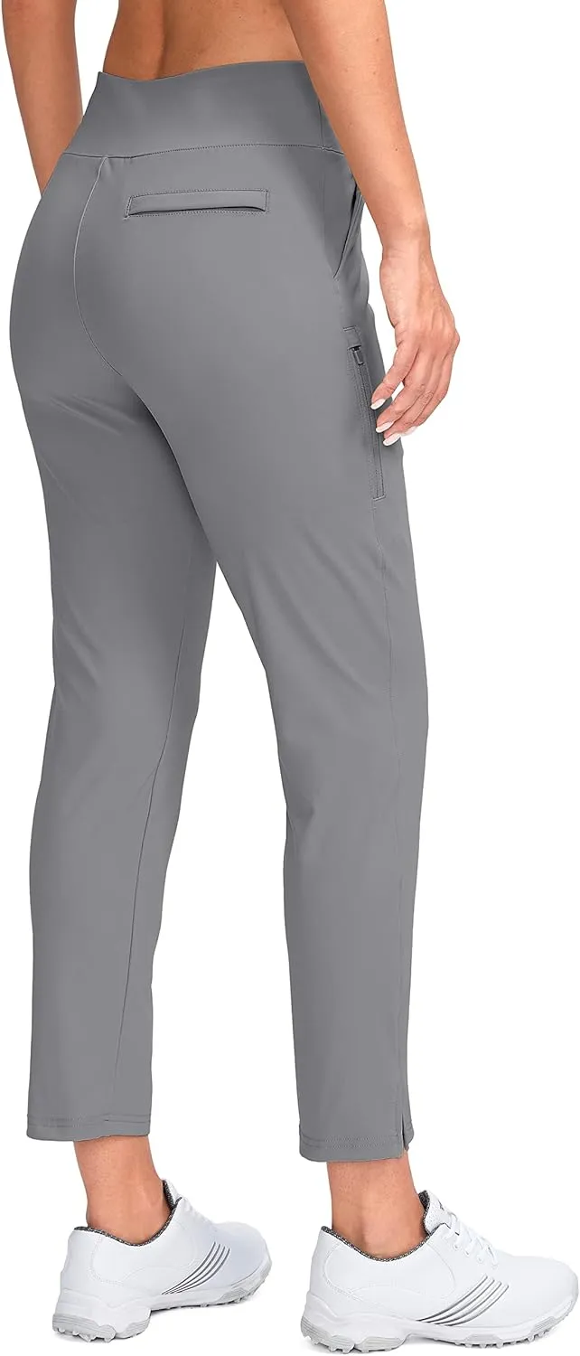 YYV Women's Golf Pants Stretch Work Ankle Pants High Waist Dress Pants with Pockets for Yoga Business Travel Casual