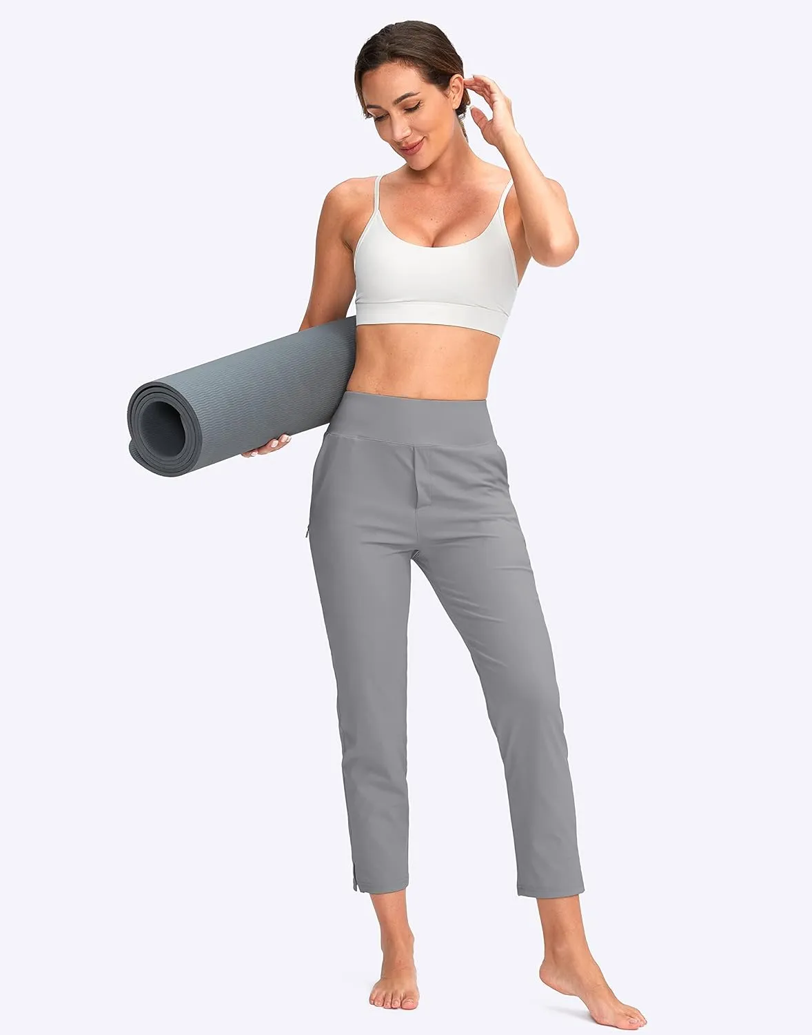 YYV Women's Golf Pants Stretch Work Ankle Pants High Waist Dress Pants with Pockets for Yoga Business Travel Casual