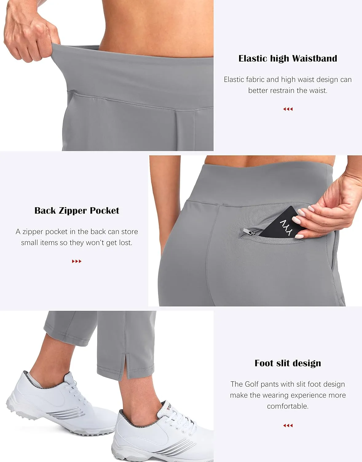 YYV Women's Golf Pants Stretch Work Ankle Pants High Waist Dress Pants with Pockets for Yoga Business Travel Casual
