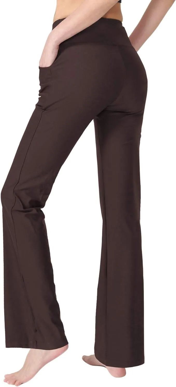 Zeronic Bootcut Yoga Pants for Women with Pockets High Waisted Workout Running Pants Tummy Control Long Bootleg Work Pants