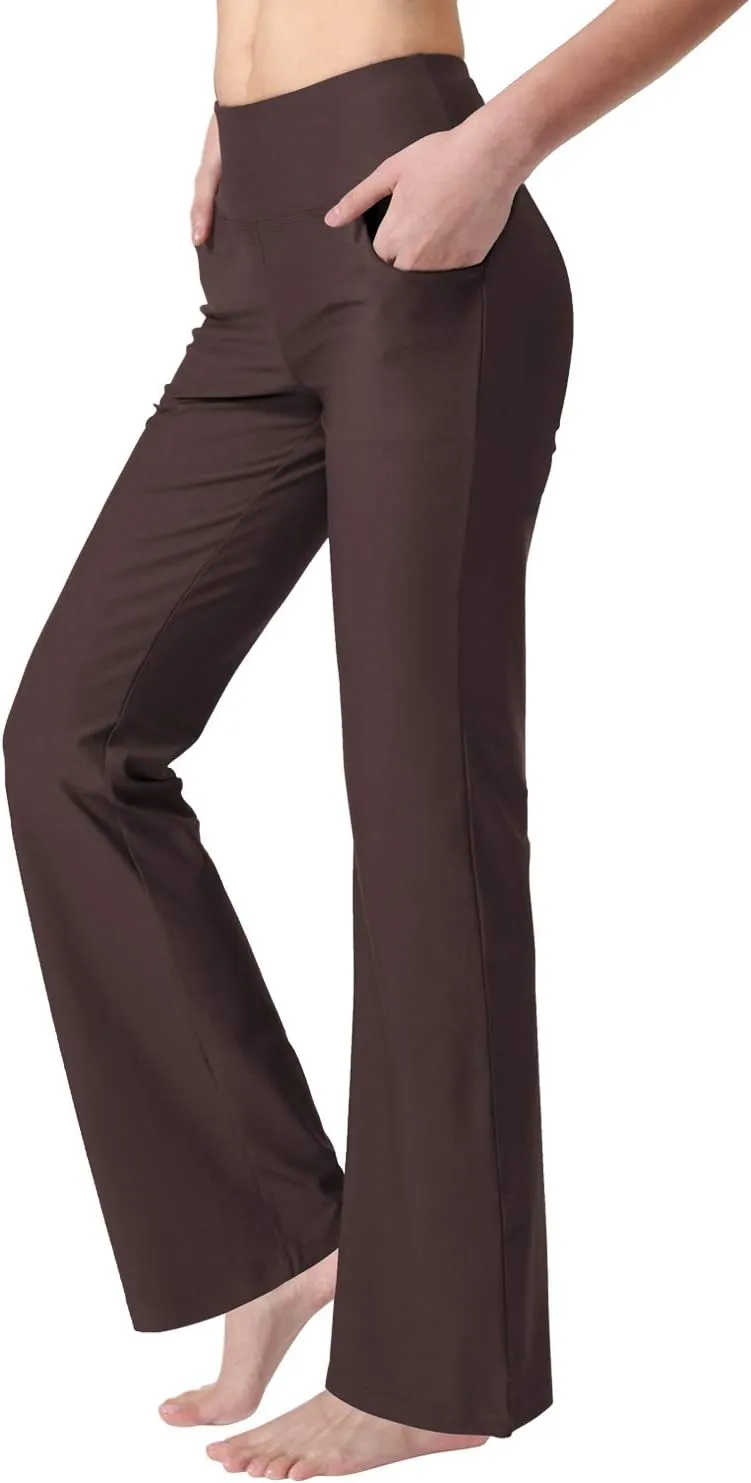 Zeronic Bootcut Yoga Pants for Women with Pockets High Waisted Workout Running Pants Tummy Control Long Bootleg Work Pants